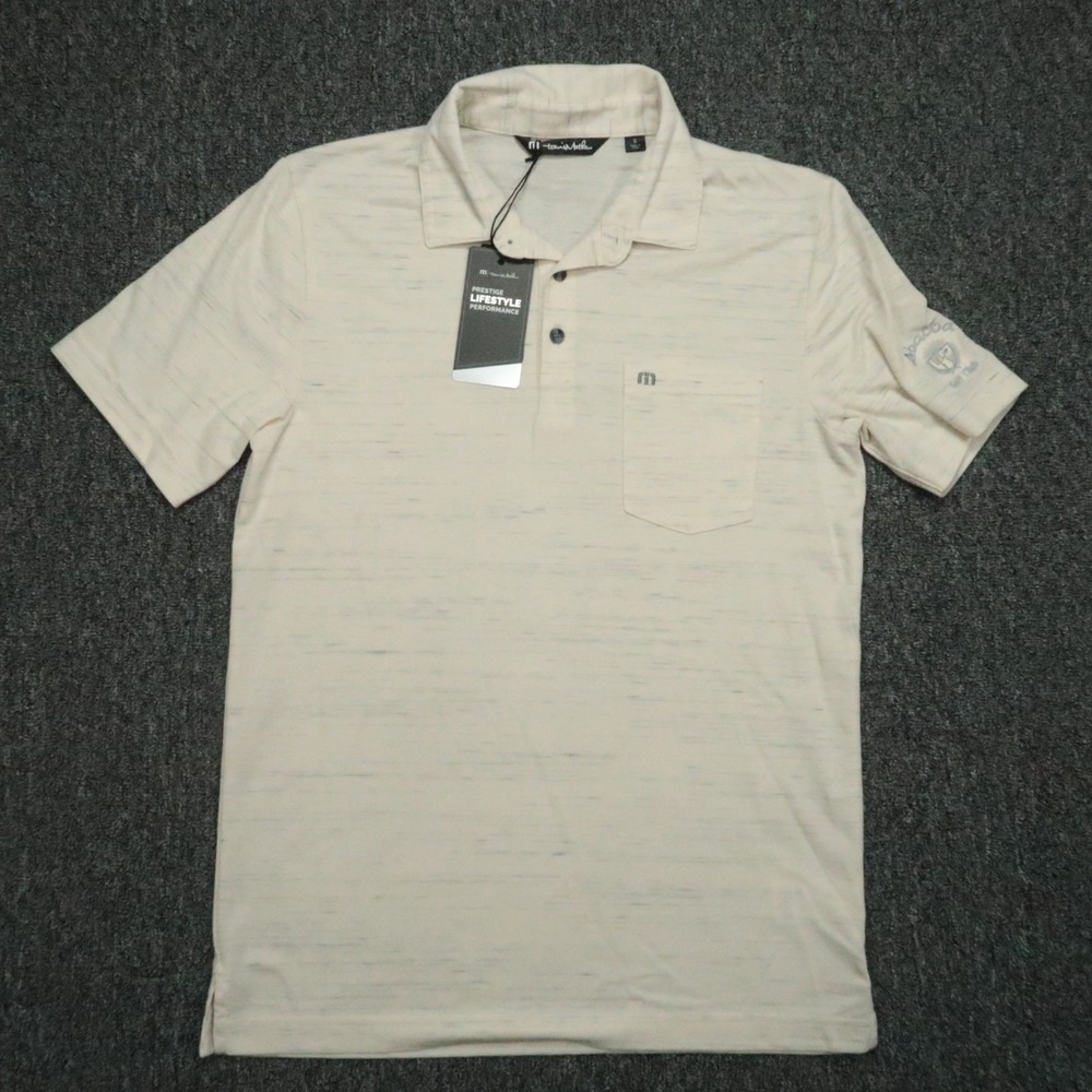 Travis Mathew Shirt Men Small Beige Tender Hooligan Performance Polo Abacoa Golf